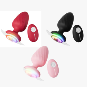 Plug Anal Silicone Com Led E Controle Remoto 10 Modos De Vibração Vibe Toys