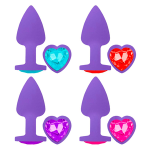 Plug Anal Aveludado Roxo Com Pedra Formato De Coração Delicious