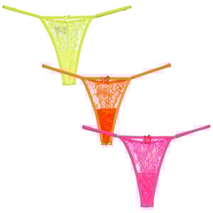 Calcinha Fio Dental Neon Em Renda Com Regulagem Xzero