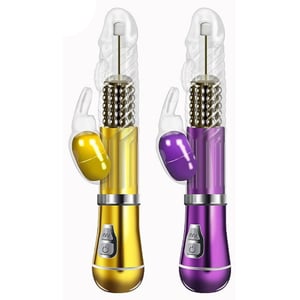 Vibrador Ponto G Rabbit Cromado 9 Vibrações 6 Modos Rotação