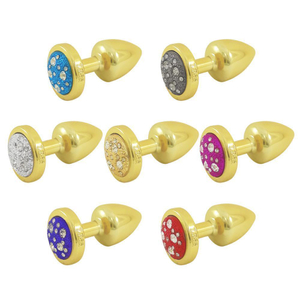 Plug Anal Less Dourado Pequeno Com Pedra Cravejada Hard