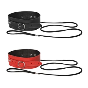 Coleira De Couro Com Fivela E Guia Dominatrix