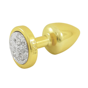 Plug Anal Less Dourado Pequeno Com Pedra Cravejada Hard