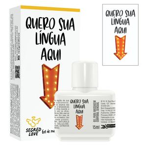 Quero Sua Língua Aqui Gel Beijável 15ml Com Tatuagem Segred Love