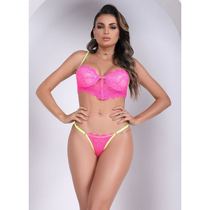 Conjunto Luiza Cropped Neon Com Bojo Tallyta Moda Apimentada