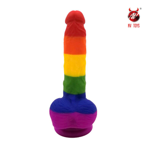 Prótese Rainbow Com Ventosa E Escroto Nv Toys