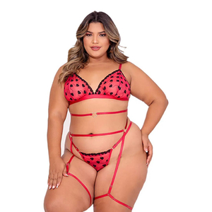 Conjunto Plus Size Amor Safado Com Cinta Liga Tallyta Moda Apimentada