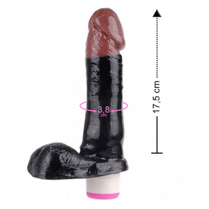 Protese Com Vibro E  Escroto Duo Color 17,5 X 3,8cm Ktoy