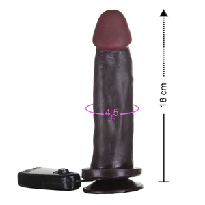 Protese Realistica Com Vibro Hot Black 18 X 4,5cm Hot Flowers