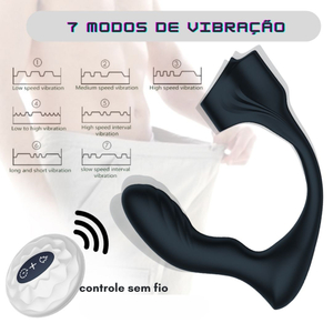 Capa Peniana Com Estimulador De Próstata 7 Vibrações Com Controle Wireless