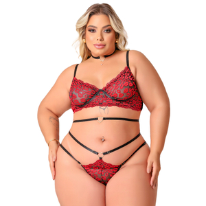 Conjunto Beijo Caliente Plus Size Coleção Kisses Tallyta Moda Apimentada