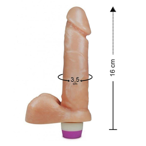 Pênis Realístico Com Escroto E Vibro 16 X 3,5cm Linha Pura Luxúria Sexy Fantasy