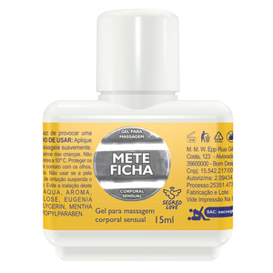 Mete Ficha Gel Prolongador De Ereção 15ml Segred Love