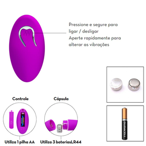 Vibrador Bullet Com Controle Remoto Bradley 12 Vibrações Pretty Love