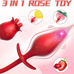 Vibrador Duplo Flexível Rose Com Plug Anal 10 Modos De Estimulação E Vibração Vibe Toys