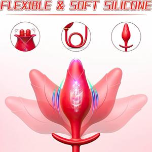 Vibrador Duplo Flexível Rose Com Plug Anal 10 Modos De Estimulação E Vibração Vibe Toys