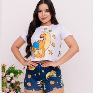 Short Doll Estampado Garfield Lua Amável Moda íntima