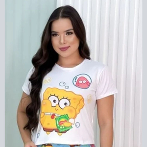 Short Doll Estampado Bob Esponja Amável Moda íntima