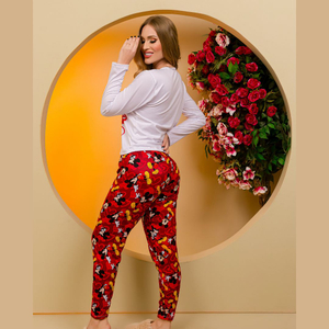 Pijama Manga Longa Com Calça Mickey Mouse Amável Moda íntima