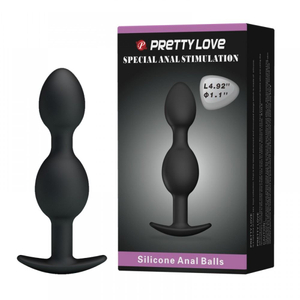 Plug Anal Silicone Com Esferas Massageadoras 12,5 X 2,3cm Pretty Love