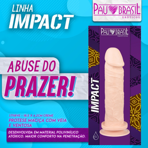 Prótese Realística Maciça Com Ventosa 18,5 X 4,2cm Linha Impact Pau Brasil