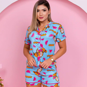 Pijama Feminino Americano Verão Garfield Amável