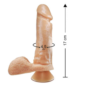 Pênis Realístico Com Escroto E Ventosa 17 X 4,5cm Linha Pura Luxúria Sexy Fantasy