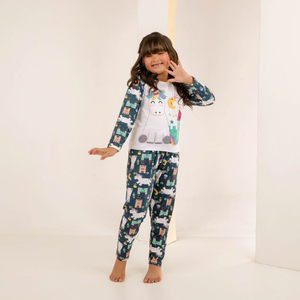 Pijama De Frio Infantil Feminino Unicórnio Amável Moda íntima