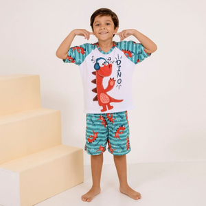 Pijama Masculino Infantil Dinoussauro Amável Moda Intima