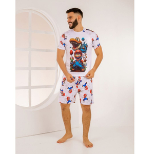 Pijama Masculino Estampado Mario Yoshi Amável Moda íntima