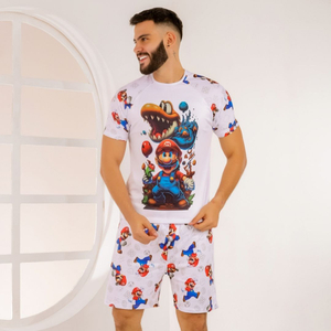 Pijama Masculino Estampado Mario Yoshi Amável Moda íntima