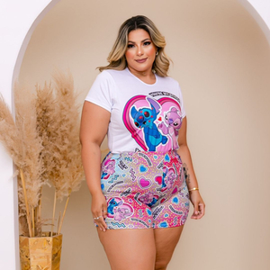 Short Doll Plus Size Stitch E Angel Amável Moda íntima