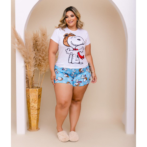 Short Doll Plus Size Snoopy Amável Moda íntima