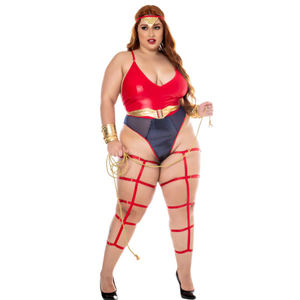 Fantasia Plus Size Mulher Maravilha Linha Heroínas Hot Flowers