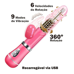 Vibrador Ponto G Rabbit Recarregável 9 Vibrações E 6 Modos De Rotação Vibe Toys