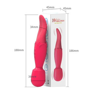 Vibrador Varinha Mágica Double End Com Língua Estimuladora 10 Modos De Vibração