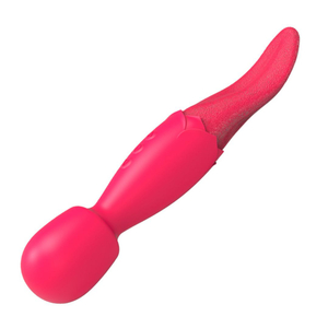 Vibrador Varinha Mágica Double End Com Língua Estimuladora 10 Modos De Vibração