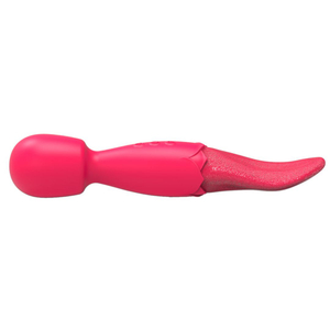 Vibrador Varinha Mágica Double End Com Língua Estimuladora 10 Modos De Vibração