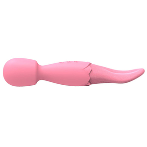 Vibrador Varinha Mágica Double End Com Língua Estimuladora 10 Modos De Vibração