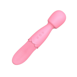 Vibrador Varinha Mágica Double End Com Língua Estimuladora 10 Modos De Vibração