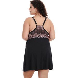 Camisola Bicolor Plus Size Com Renda Patitex