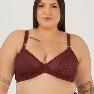 Sutiã Plus Size Sem Bojo Com Aro Sensual Guipier Nayane