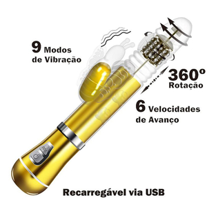 Vibrador Ponto G Borboleta Cromado 9 Vibrações 6 Modos De Vai E Vem E Rotação