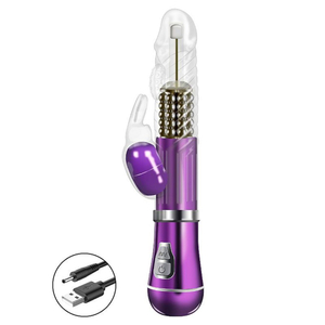 Vibrador Ponto G Rabbit Cromado 9 Vibrações 6 Modos Rotação