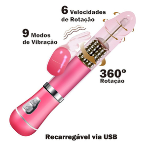 Vibrador Rabbit Recarregável 9 Vibrações E 6 Modos De Rotação Vibe Toys