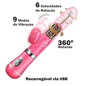 Vibrador Ponto G Rabbit Texturizado 9 Vibrações E 6 Modos De Rotação Vibe Toys