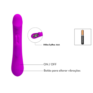 Vibrador Ponto G Clement 30 Vibrações Com Estimulador Clitoriano Pretty Love