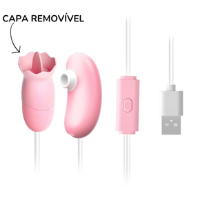 Cápsula Vibratória Dupla Com Capa Removível E Língua Estimuladora 10 Vibrações E Pulsação Lilo