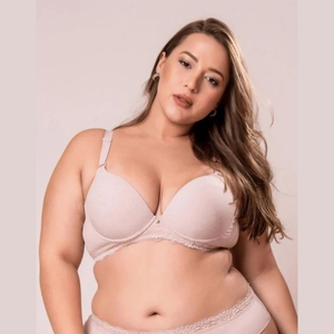 Sutiã Plus Size De Bojo Base Meia Taça Renda Nayane