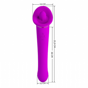 Vibrador Duplo Faust Com Língua Estimuladora 12 Vibrações Pretty Love